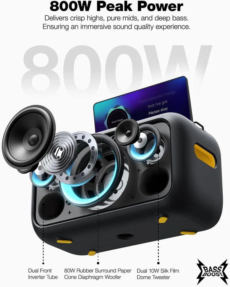 Break X1 Premium tragbares kabelloses Audiogerät, 6,5" Woofer und 13,3“ HD Bildschirm